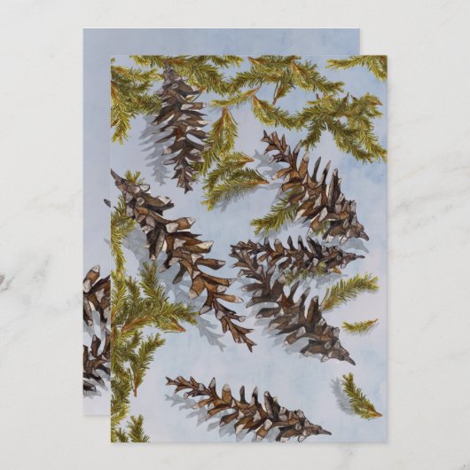 Carte de branches à feuillage persistant de sapin  (Devant / Derrière)