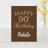 Carte de Brown and Gold Glitter 90th Birthday (Fleur jaune)