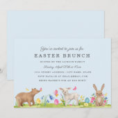 Carte de brunch de Pâques œuf bleu d'animal doux (Devant / Derrière)