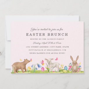 Carte de brunch de Pâques pour les animaux mignons