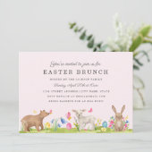 Carte de brunch de Pâques pour les animaux mignons (Debout devant)