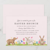 Carte de brunch de Pâques pour les animaux mignons (Devant / Derrière)