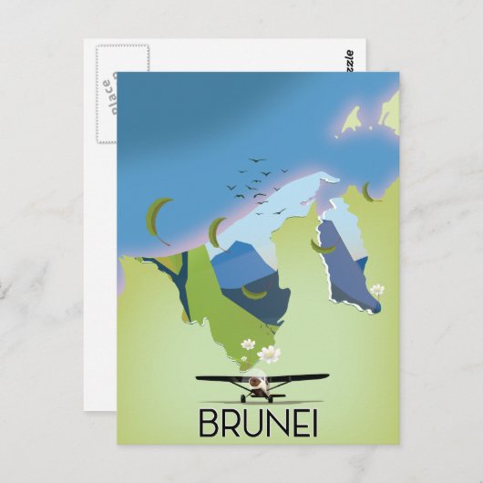 Carte de Brunei affiche voyage (Devant / Derrière)