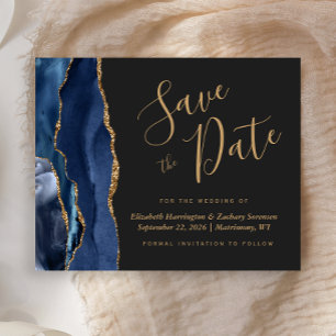 Carte de budget de mariage Navy Gold Agate Dark Sa