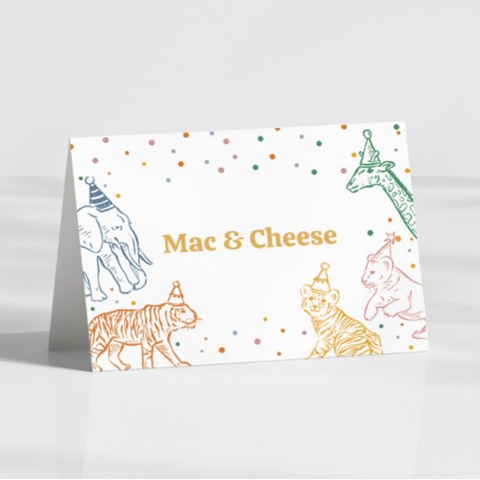Carte de buffet d'anniversaire Safari Animaux sauv