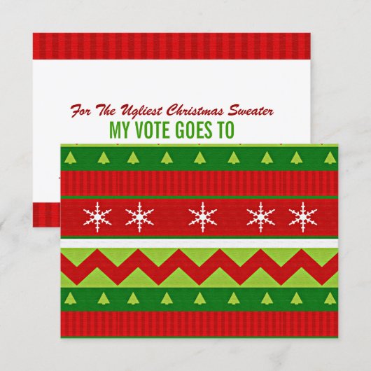 Carte de bulletin de vote pour le pull de Noël lai (Devant / Derrière)