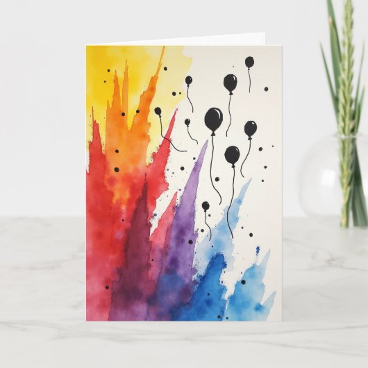 Carte de Burst à l'aquarelle joyeuse (Devant)