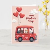 Carte de bus de chats mignons pour la Saint-Valent (Fleur jaune)