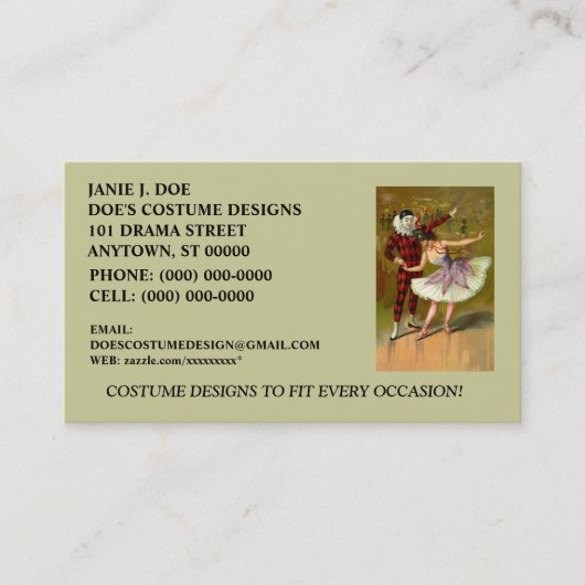 CARTE DE ~BUSINESS DE COSTUMIER DE ~ DE BOUTIQUE (Devant)