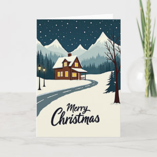 Carte de cabane de Noël cosy