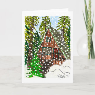 Carte de cabane de vacances neige