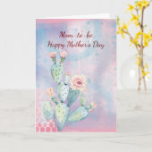 Carte de cactus d'aquarelle pour la fête des mères (Fleur jaune)