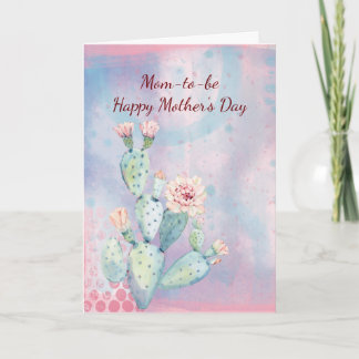 Carte de cactus d'aquarelle pour la fête des mères