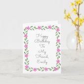 Carte de cadre à l'aquarelle rose verte (Fleur jaune)