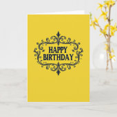 Carte de cadre d'anniversaire doré (Fleur jaune)