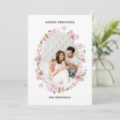 Carte de cadre de Pâques aux fleurs de cerisier (Debout devant)