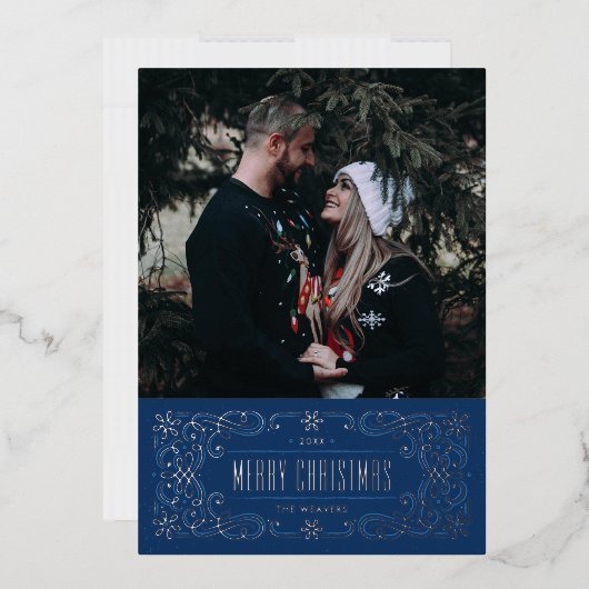 Carte de cadre flamboyant Foil Snowflake - Bleu (Enveloppe)