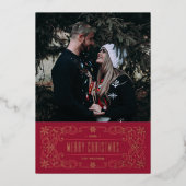 Carte de cadre flamboyant Foil Snowflake - Rouge (Recto)