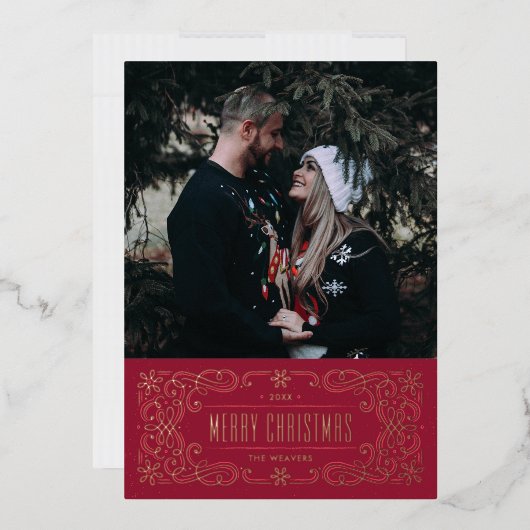 Carte de cadre flamboyant Foil Snowflake - Rouge (Enveloppe)