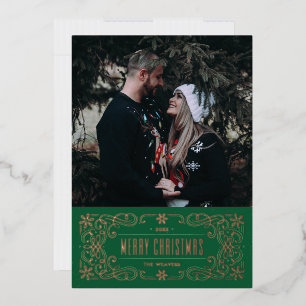 Carte de cadre flamboyant Foil Snowflake - Vert