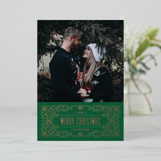 Carte de cadre flamboyant Foil Snowflake - Vert (Debout devant)