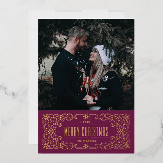 Carte de cadre flamboyant Foil Snowflake - violet (Enveloppe)