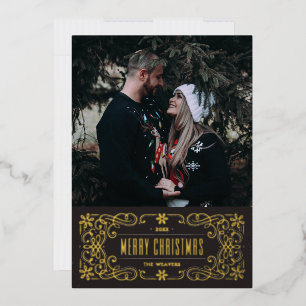 Carte de cadre flamboyante Foil Snowflake - Noir