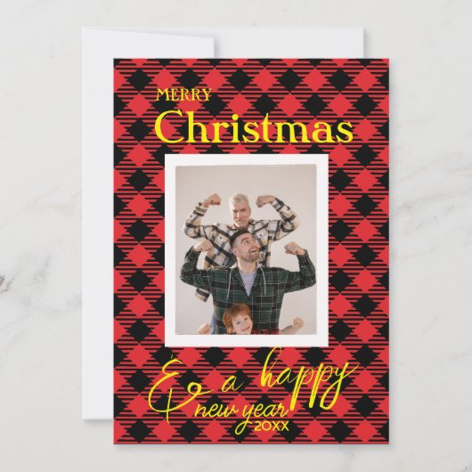 Carte de cadre photo Plaid Red Buffalo pour Noël (Devant)