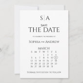 Carte de calendrier de monogramme de mariage à sau (Devant)