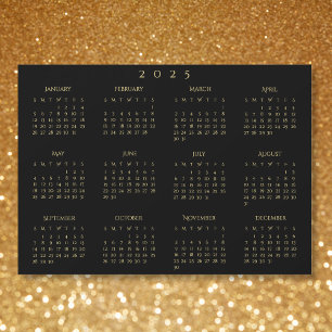 Carte de calendrier magnétique Black et Faux Gold 