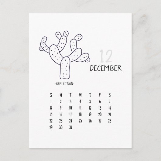 Carte de calendrier personnalisable Cactus décembr (Devant)