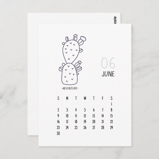 Carte de calendrier personnalisable de cactus de j (Devant / Derrière)
