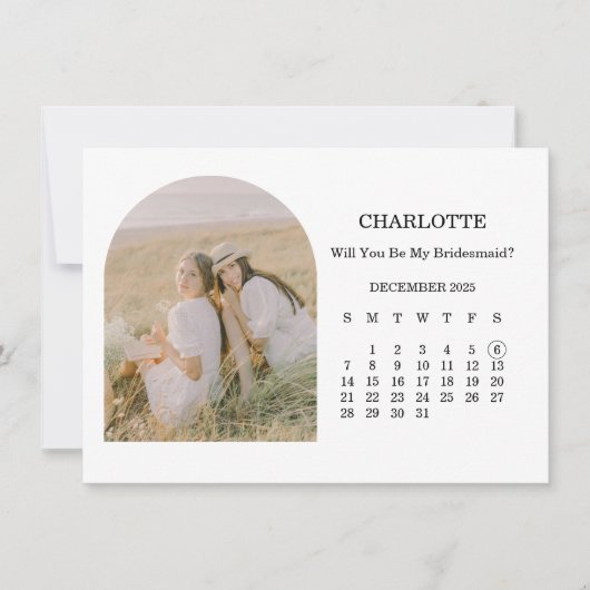 Carte de calendrier photo d'arche de demoiselle d' (Devant)