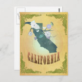 Carte De Californie Avec De Beaux Oiseaux (Devant / Derrière)