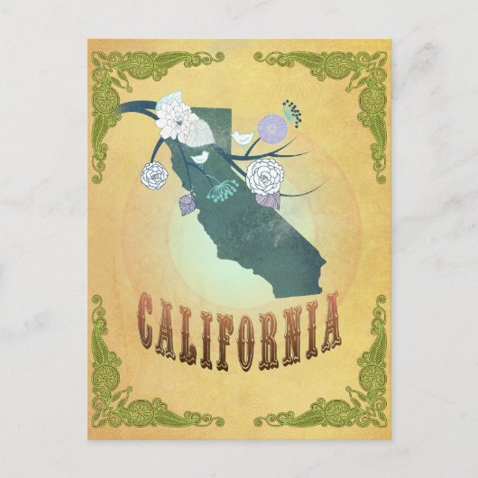 Carte De Californie Avec De Beaux Oiseaux (Devant)