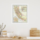 Carte de Californie de 1911 Poster (Cuisine)