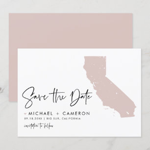 Carte de Californie rose vif Script minimaliste mo