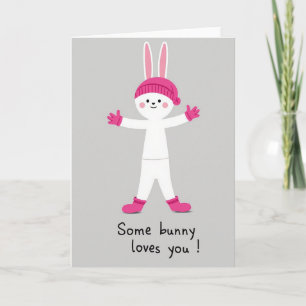 Carte de câlins de lapin rose