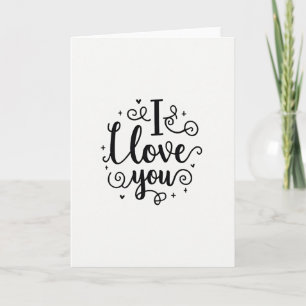 Carte de calligraphie Simple je t'aime