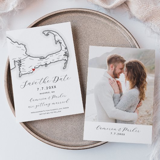 Carte de Cape Cod à Mashpee MA Mariage Noir et Bla