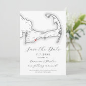 Carte de Cape Cod à Mashpee MA Mariage Noir et Bla (Debout devant)