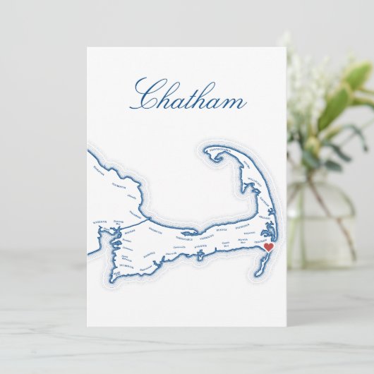 Carte de Cape Cod Chatham Table de Mariage Nom Car (Debout devant)