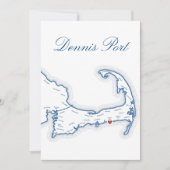 Carte de Cape Cod Dennis Port pour table de mariag (Devant)