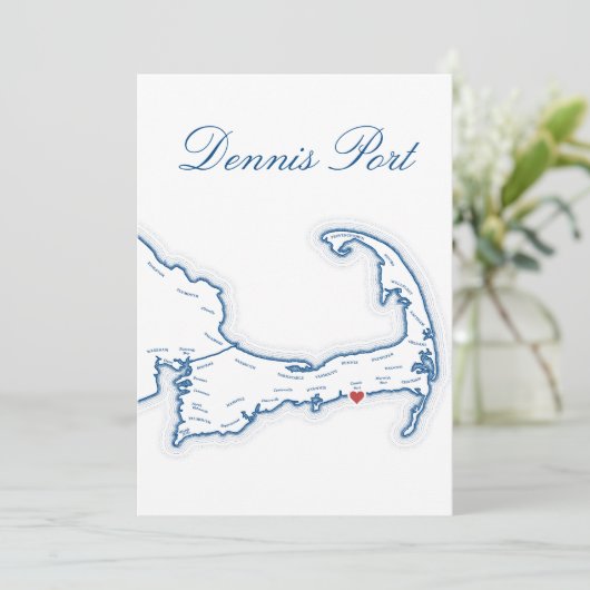 Carte de Cape Cod Dennis Port pour table de mariag (Debout devant)