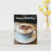 Carte de cappuccino de joyeux anniversaire (Fleur jaune)