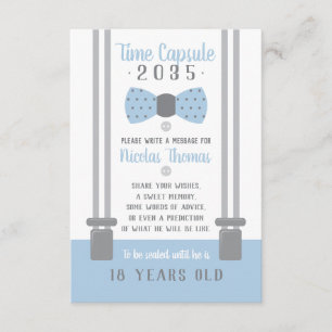 Carte de capsule d'anniversaire, bleu clair, gris