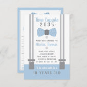 Carte de capsule d'anniversaire, bleu clair, gris (Devant / Derrière)