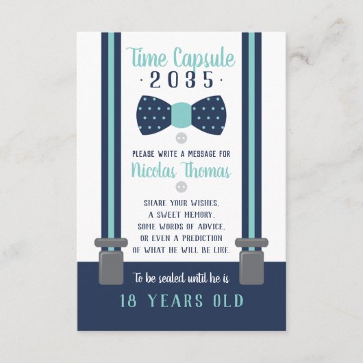 Carte de capsule d'anniversaire, bleu marine, Aqua (Devant)