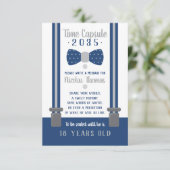 Carte de capsule d'anniversaire, bleu marine, gris (Debout devant)