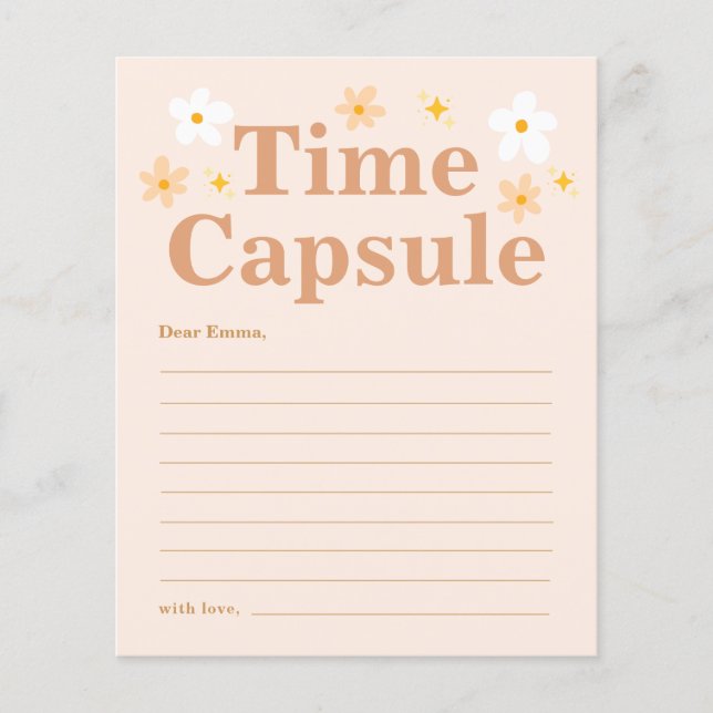 Carte de capsule temporelle Boho Retro Daisy pour  (Devant)